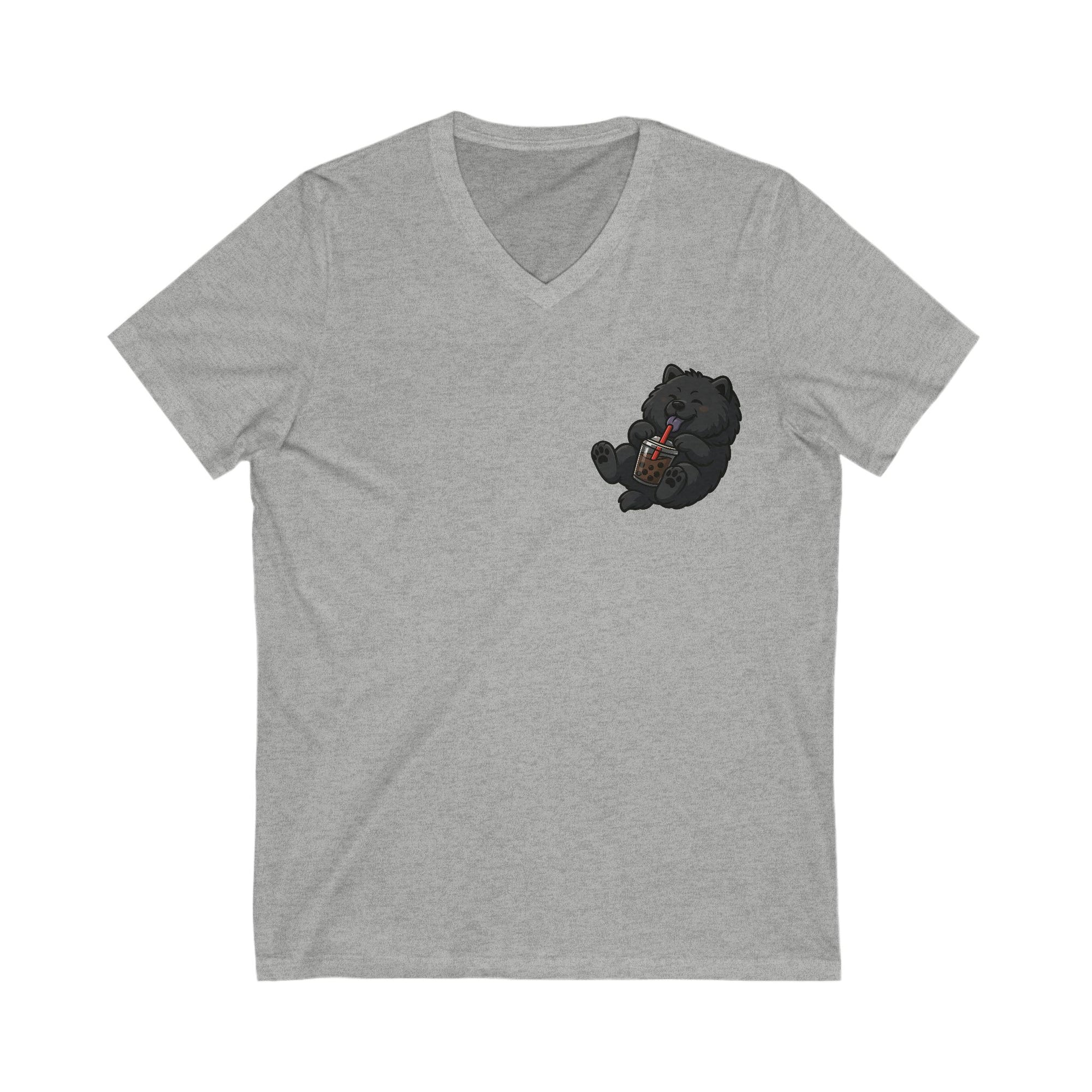 -Unisex Jersey Short Sleeve V-Neck Tee bobba black pup