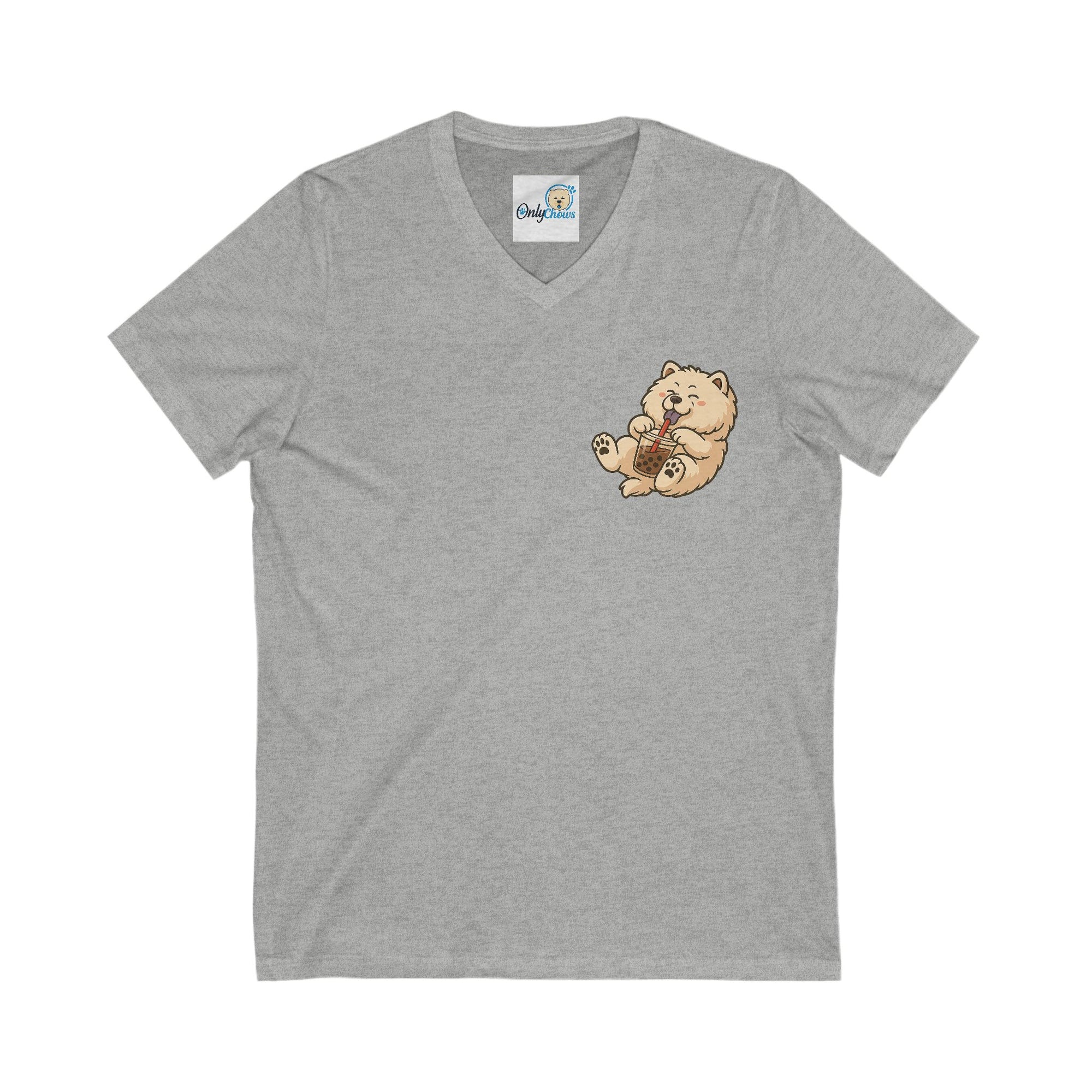 -Unisex Jersey Short Sleeve V-Neck Tee - Bobba cream pup