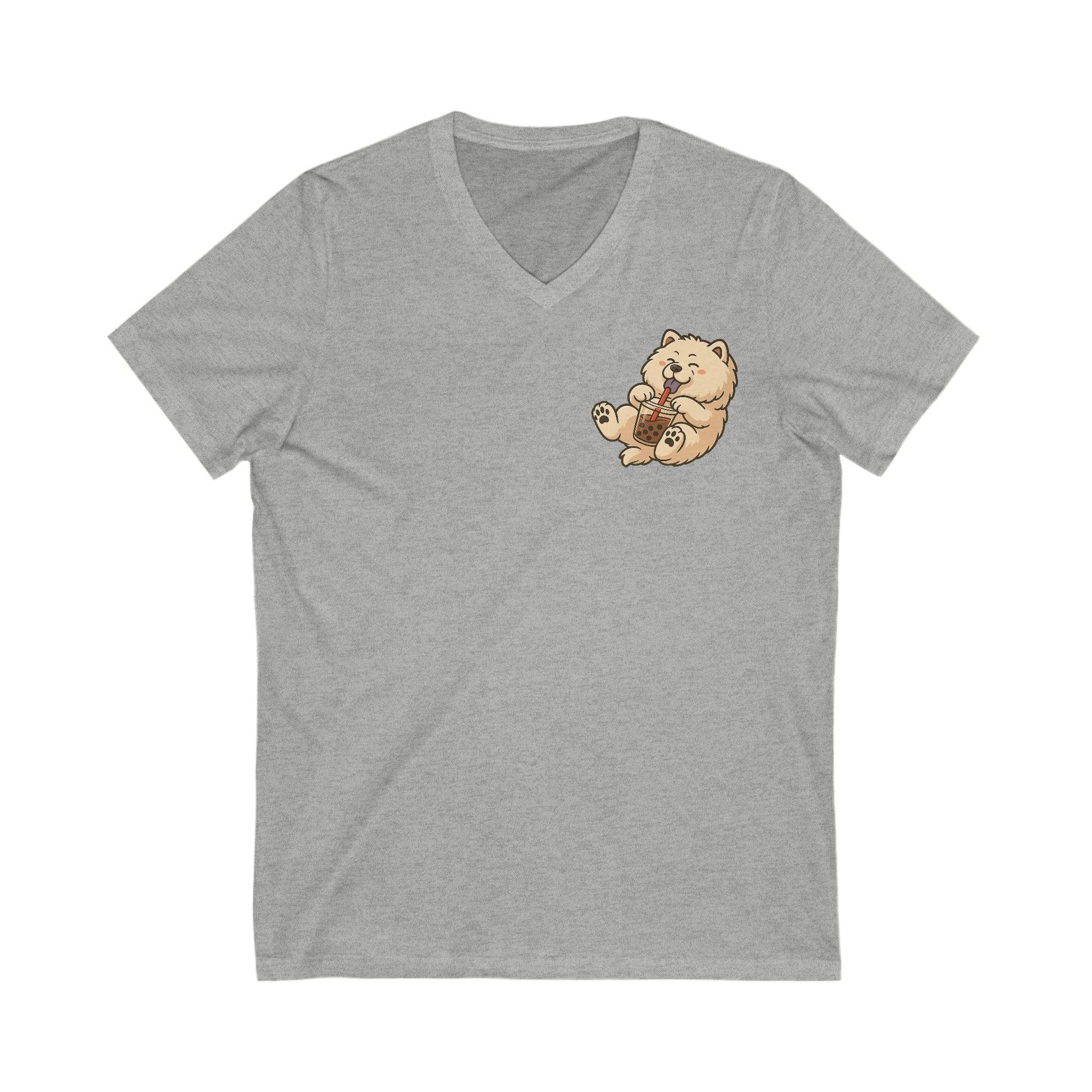 Unisex Jersey Short Sleeve V-Neck Tee - Bobba cream pup