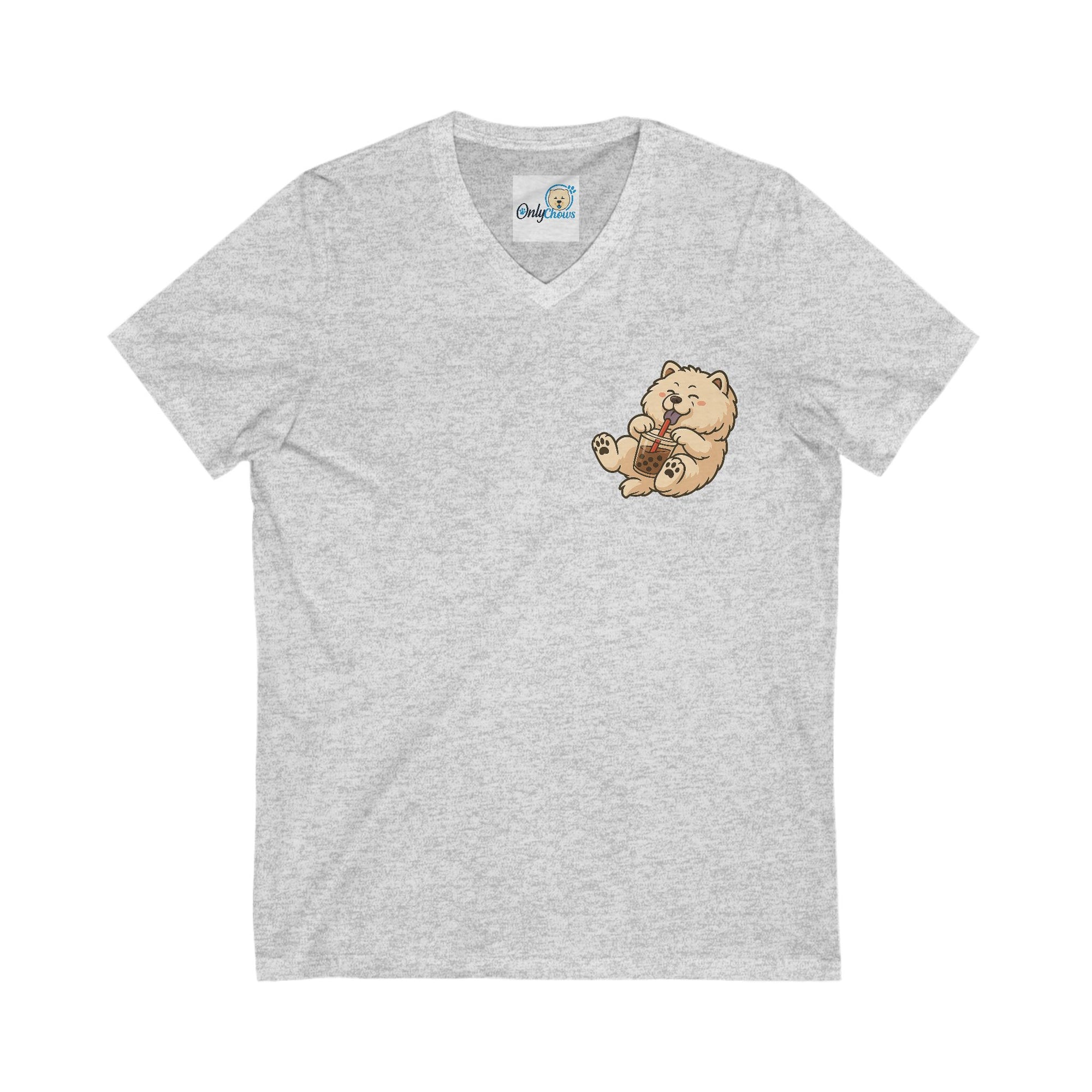 -Unisex Jersey Short Sleeve V-Neck Tee - Bobba cream pup