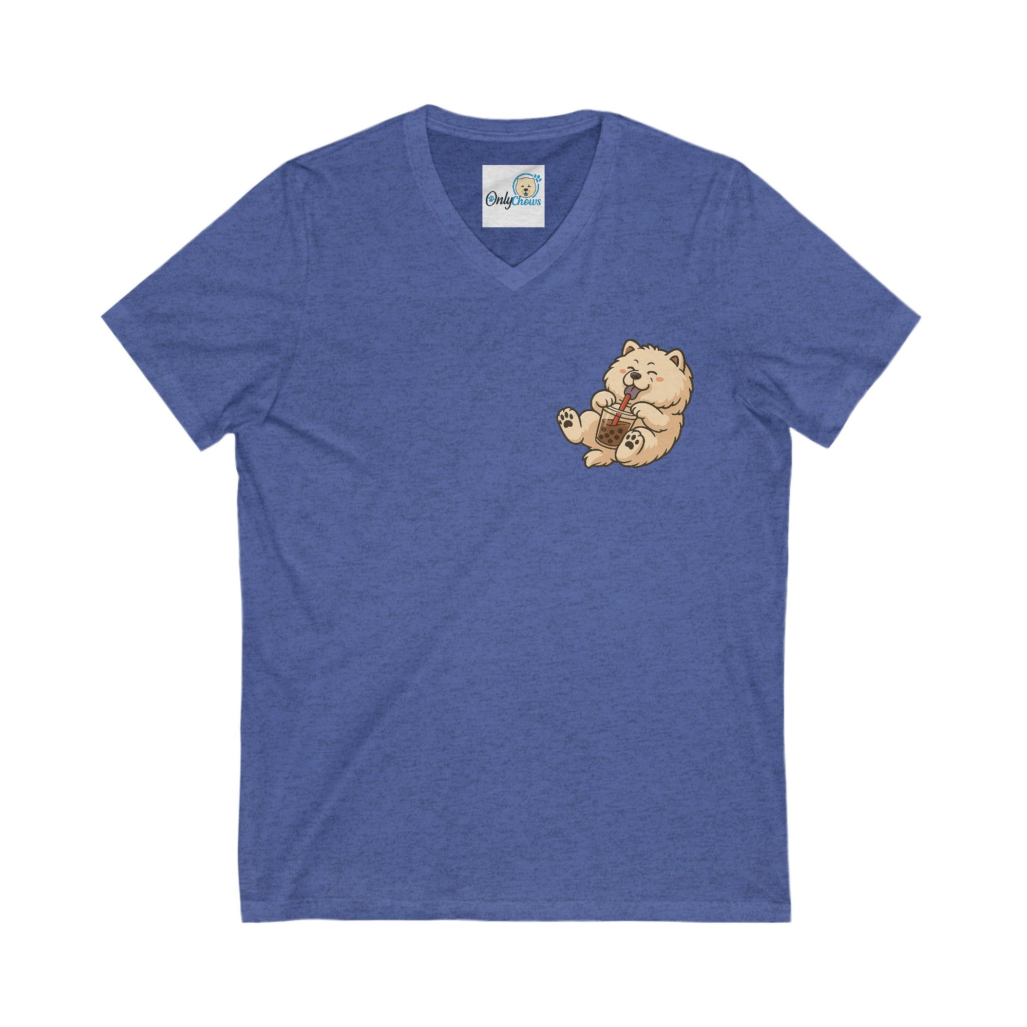 -Unisex Jersey Short Sleeve V-Neck Tee - Bobba cream pup
