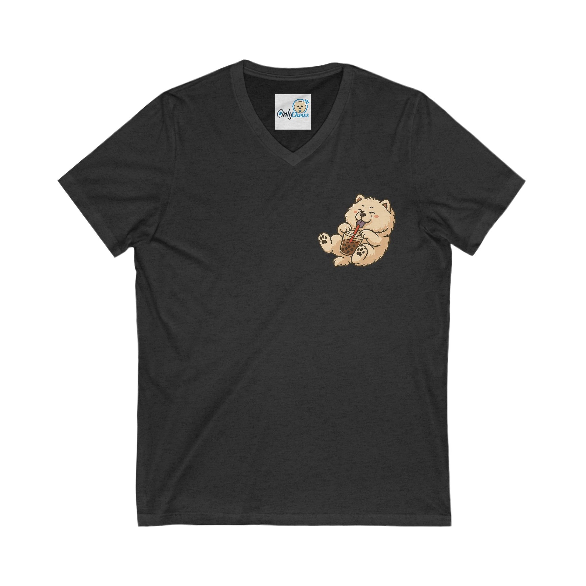 -Unisex Jersey Short Sleeve V-Neck Tee - Bobba cream pup