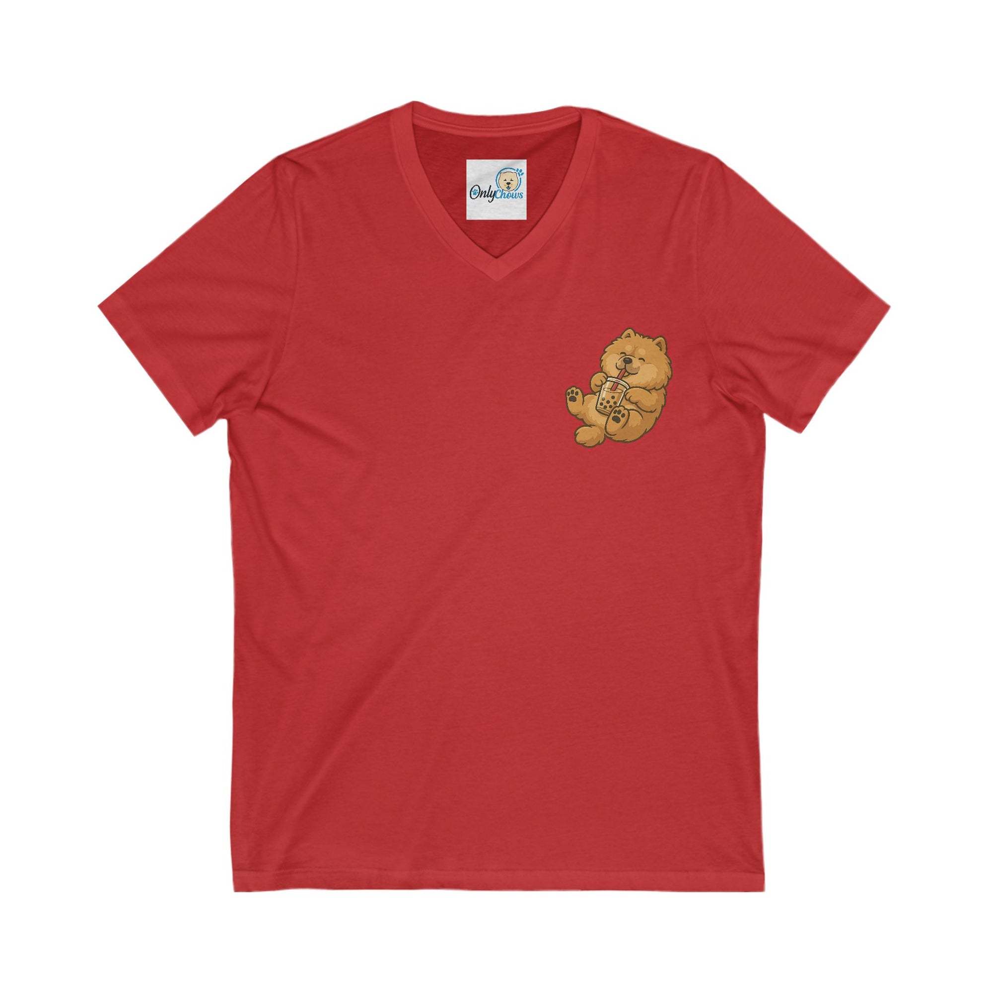 -Unisex Jersey Short Sleeve V-Neck Tee bobba red pup