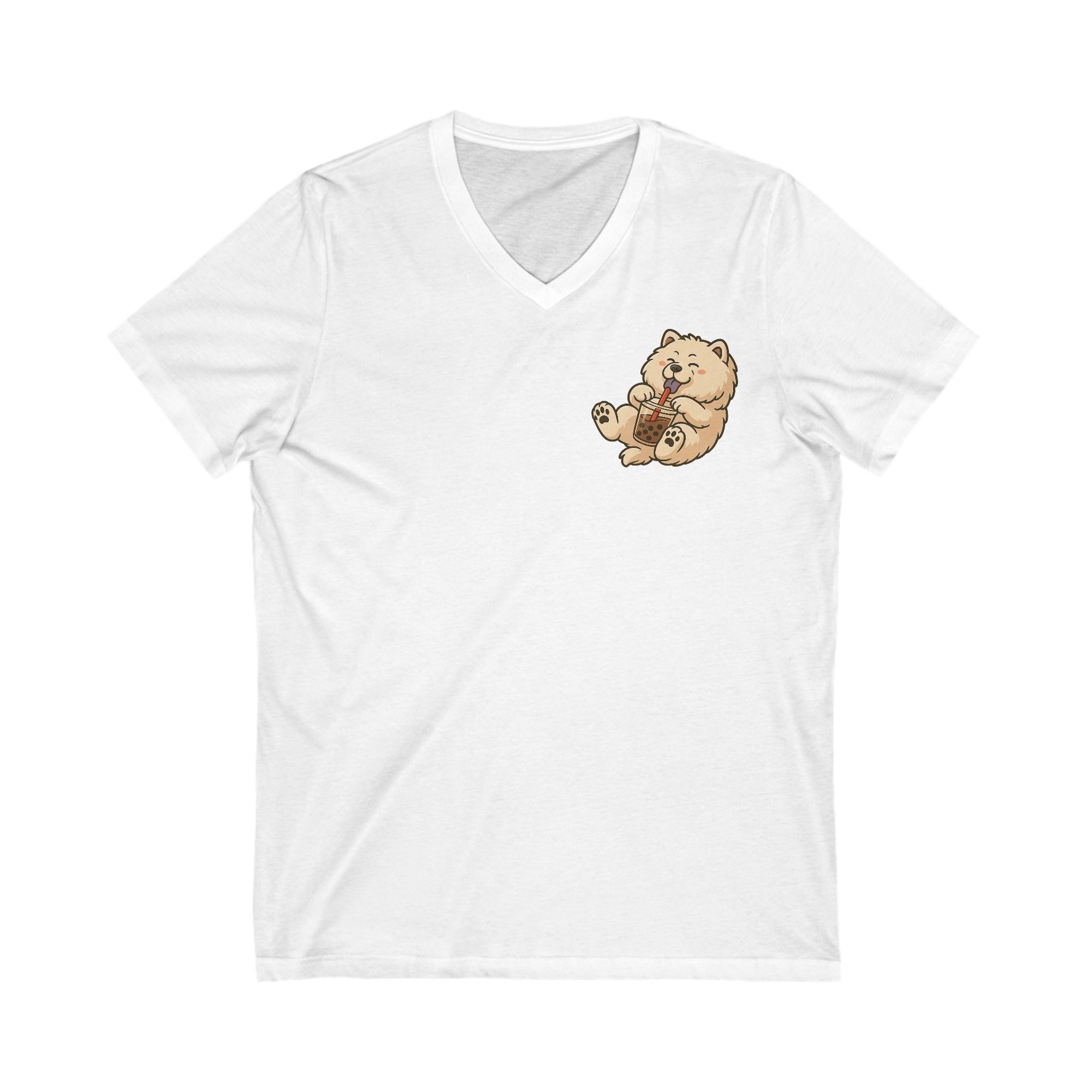 Unisex Jersey Short Sleeve V-Neck Tee - Bobba cream pup