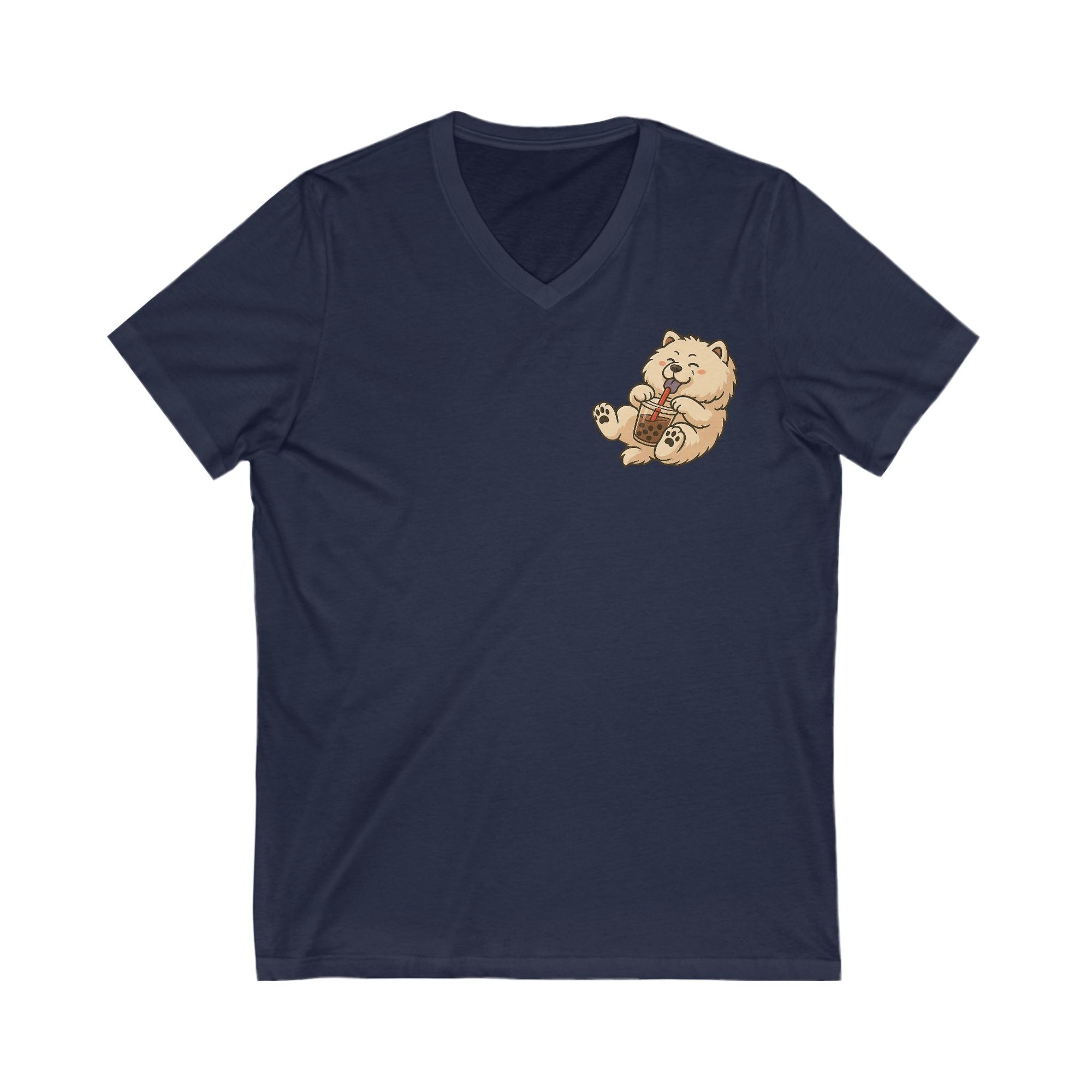 Unisex Jersey Short Sleeve V-Neck Tee - Bobba cream pup