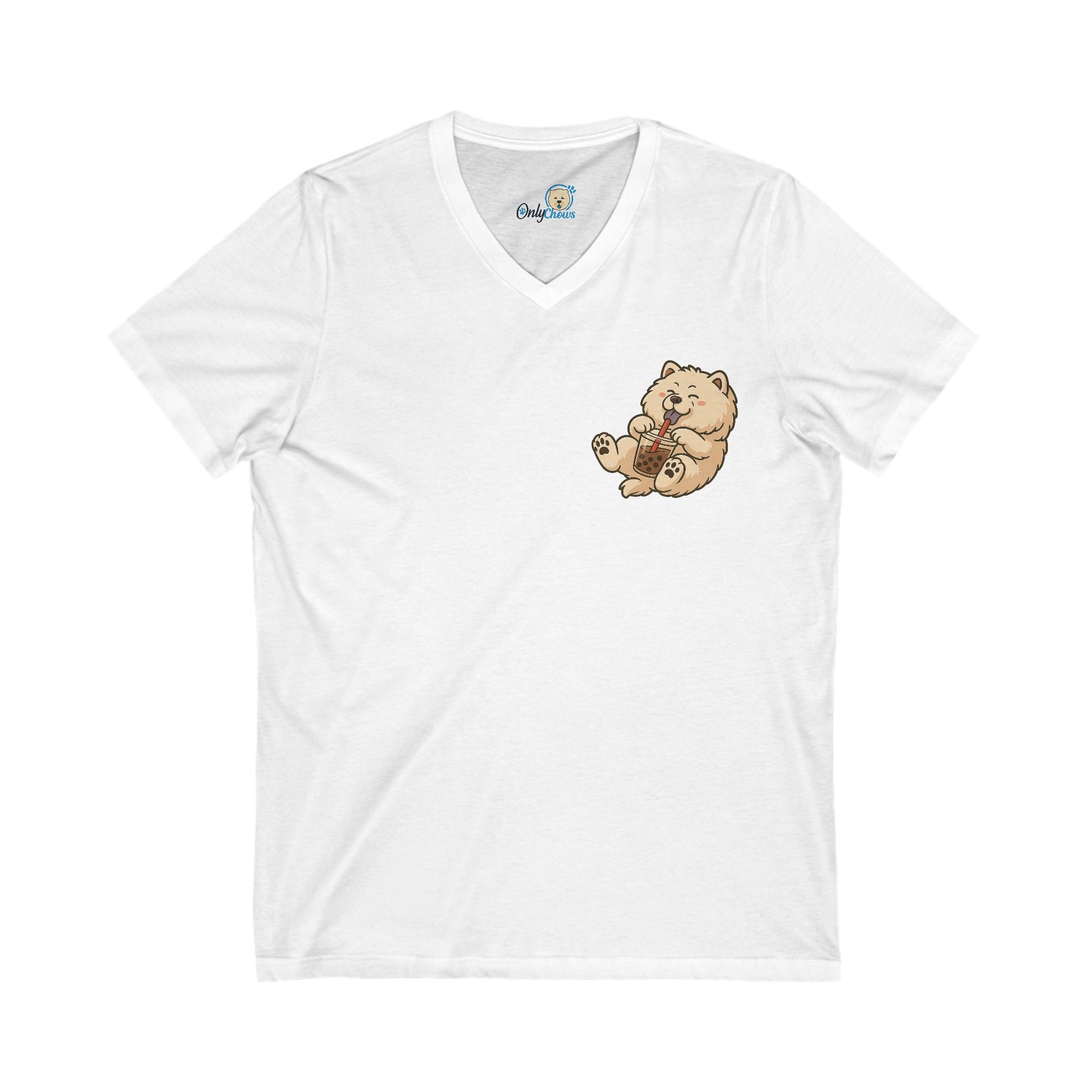 -Unisex Jersey Short Sleeve V-Neck Tee - Bobba cream pup