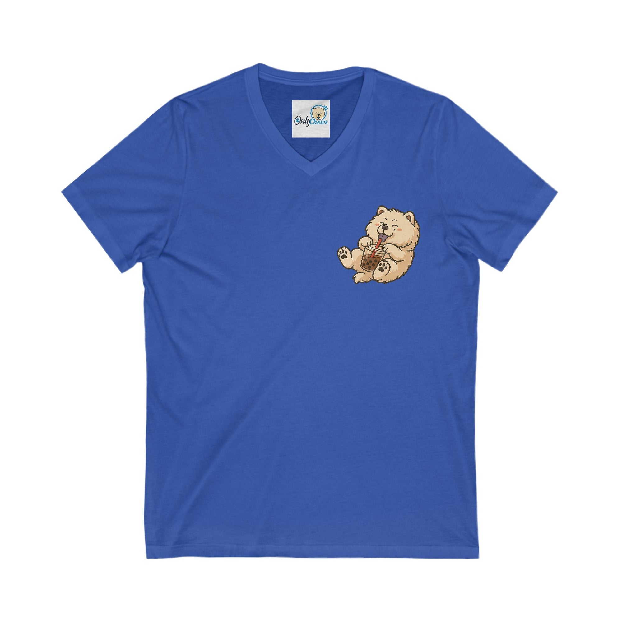 -Unisex Jersey Short Sleeve V-Neck Tee - Bobba cream pup