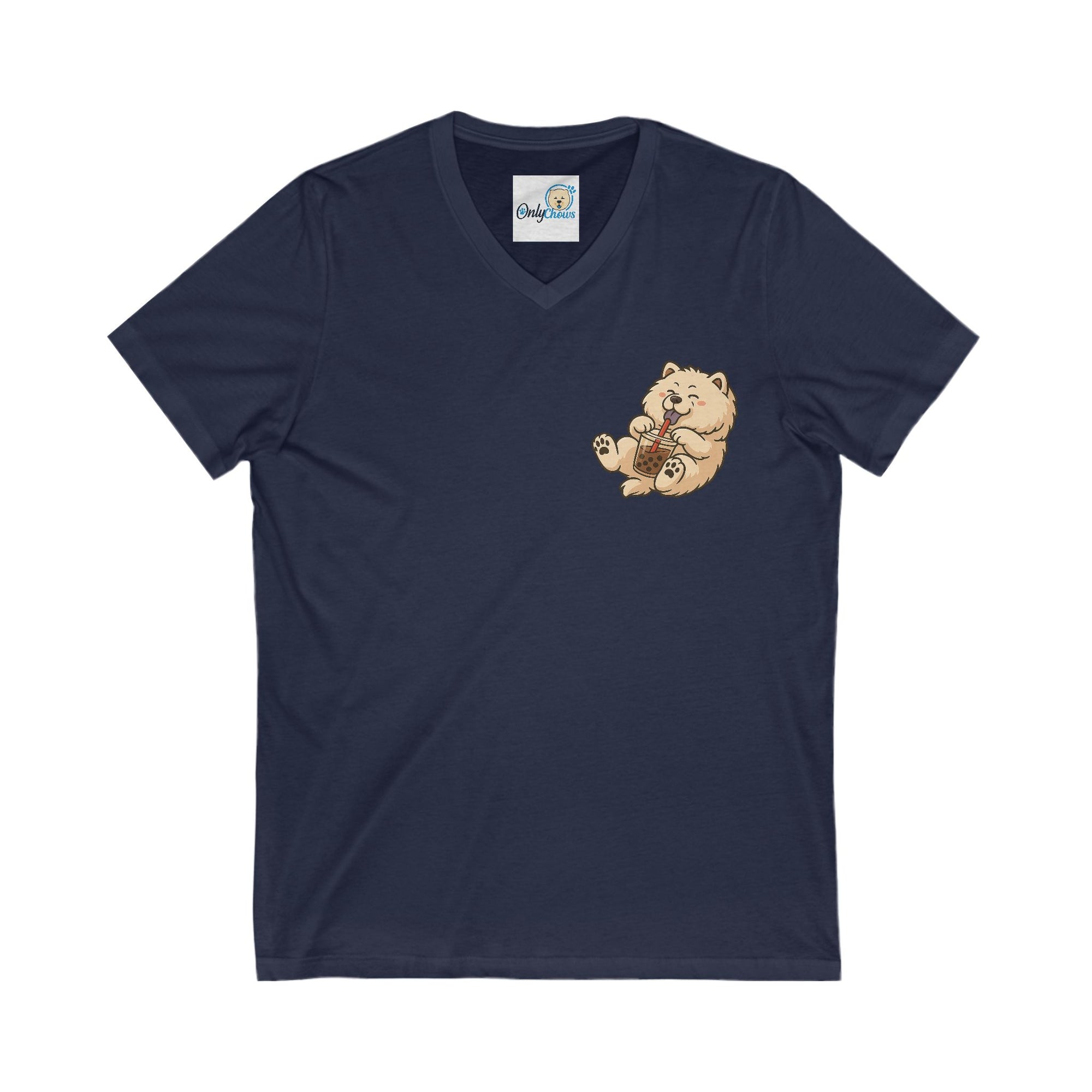 -Unisex Jersey Short Sleeve V-Neck Tee - Bobba cream pup