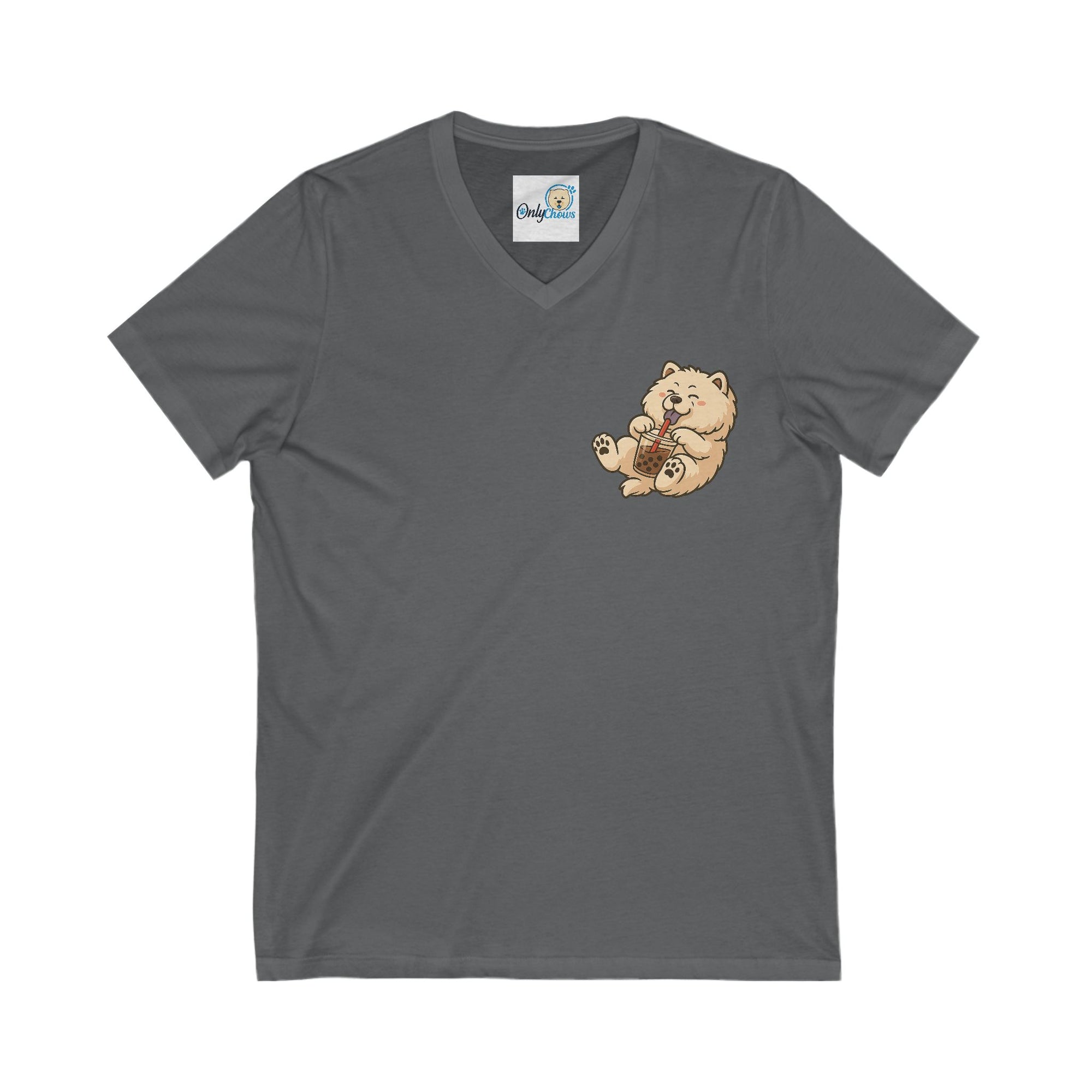 -Unisex Jersey Short Sleeve V-Neck Tee - Bobba cream pup