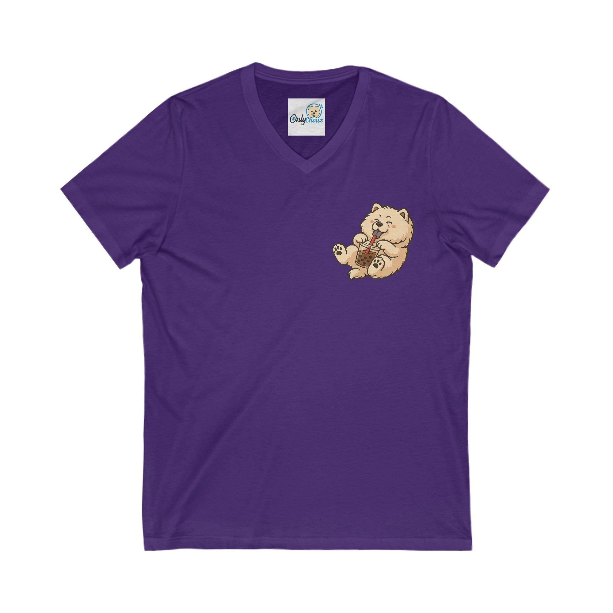 -Unisex Jersey Short Sleeve V-Neck Tee - Bobba cream pup